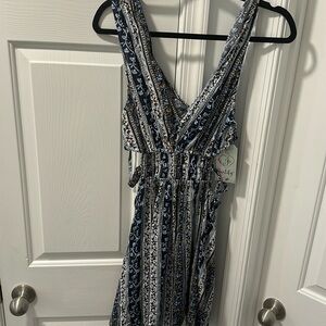 Blue short cut out floral dress